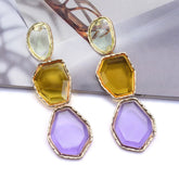 Tricolor Geometric Drop Earrings